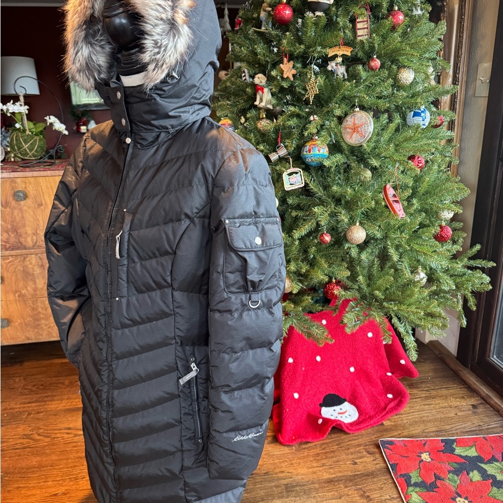 Eddie Bauer Sun Valley Black Down Parka - Picture 4 of 12